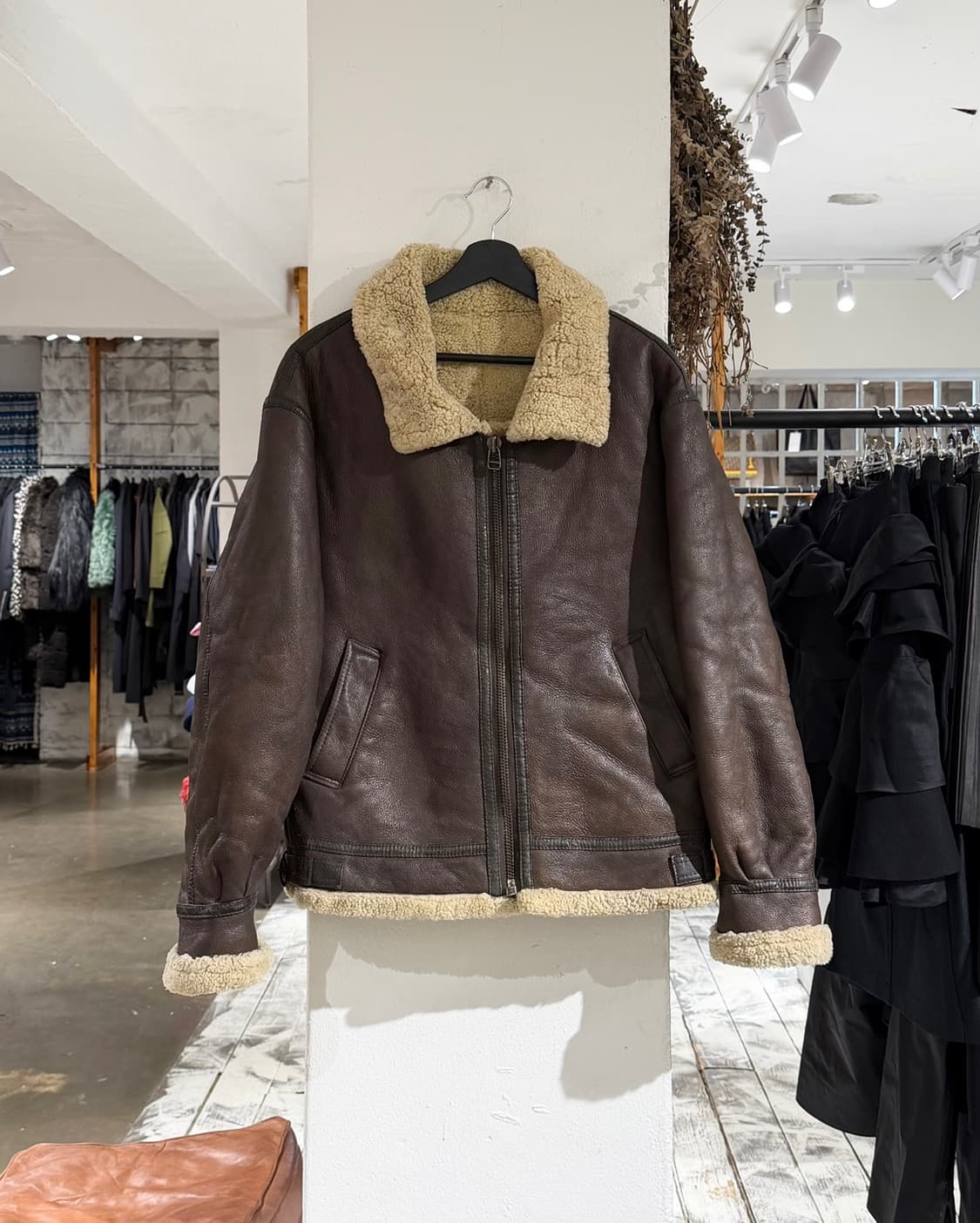 티피코시 브라운 b-3 램스킨 레더 시어링 무스탕 상품이미지1