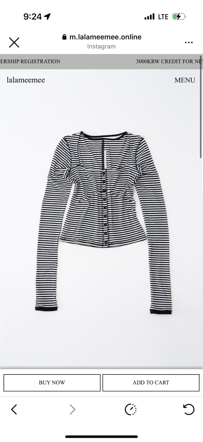 라라미미 스트랩 스트라이프 가디건  상품이미지1