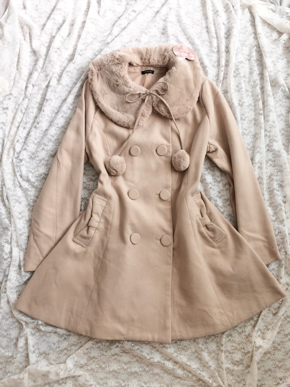 Vintage JPN brand light beige ribbon poc 상품이미지1