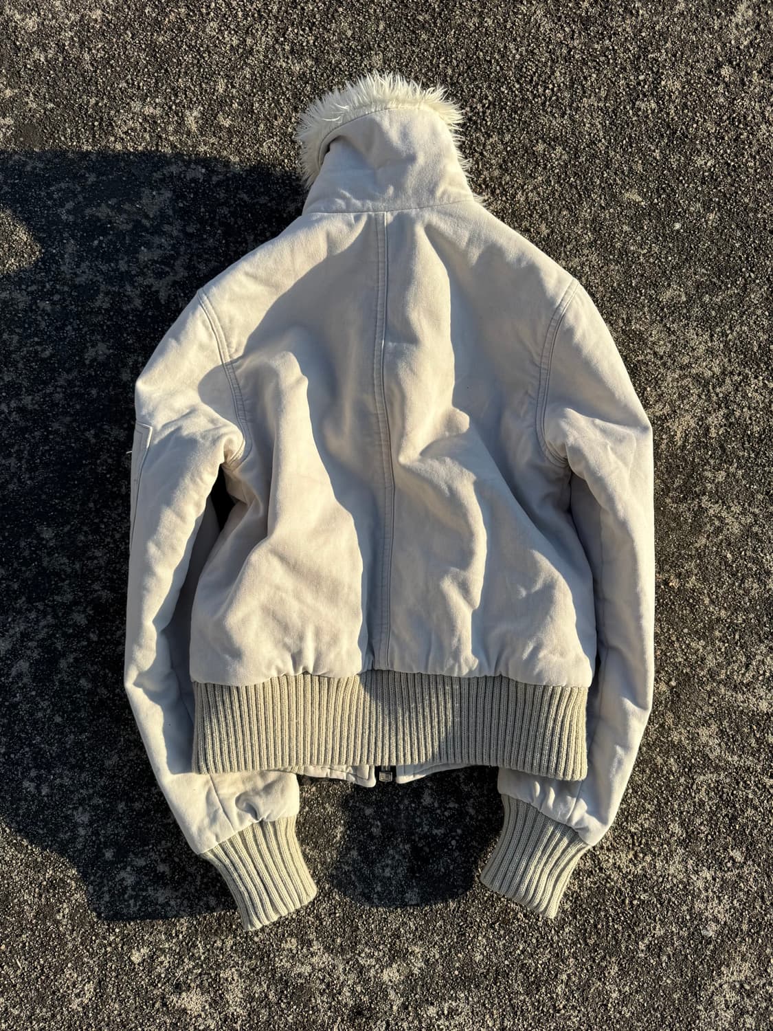 Ivory Fur-Trim Bomber Jacket 상품이미지5