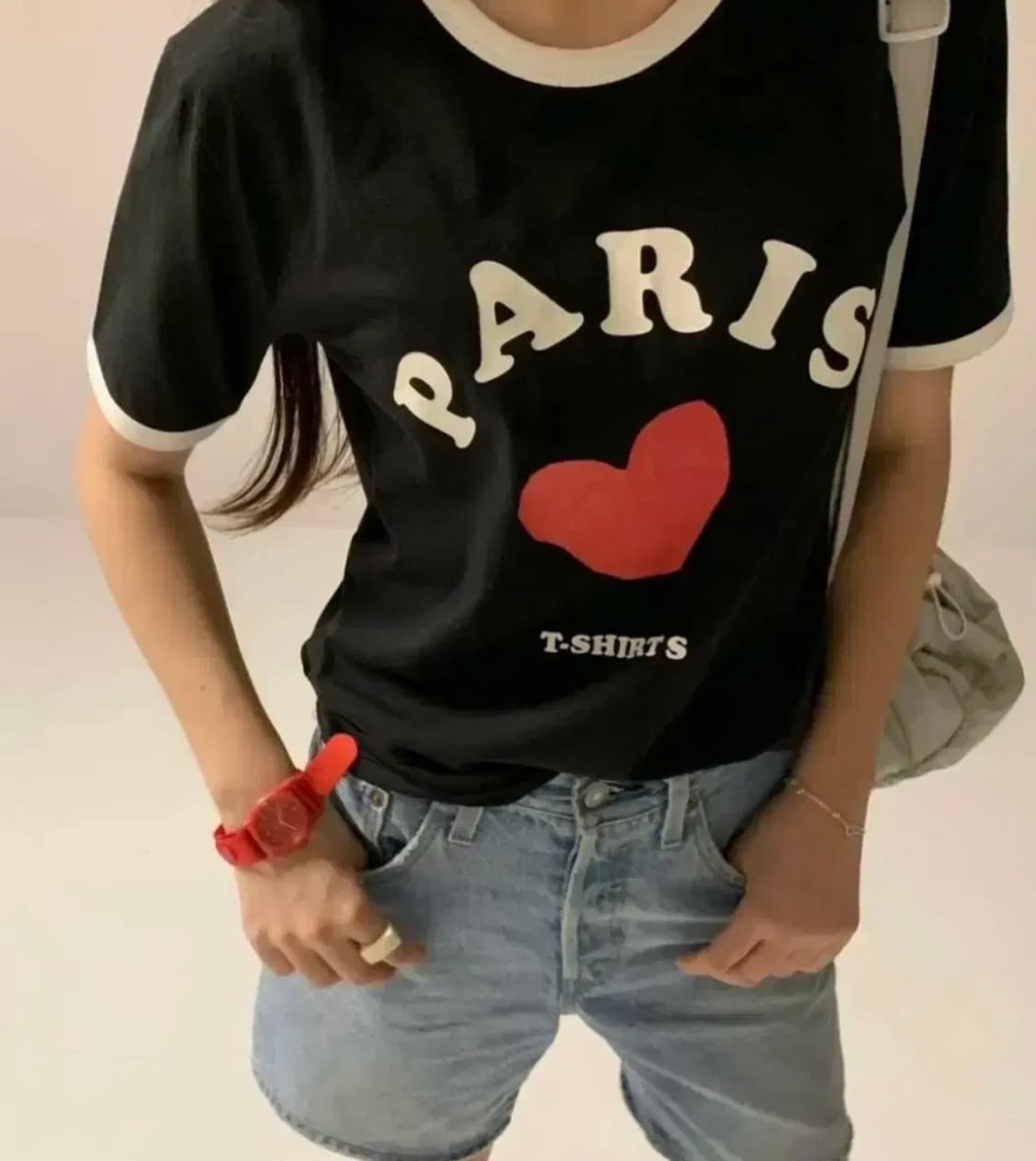비아 파리스 하트 링거 반팔 티셔츠 상품이미지3
