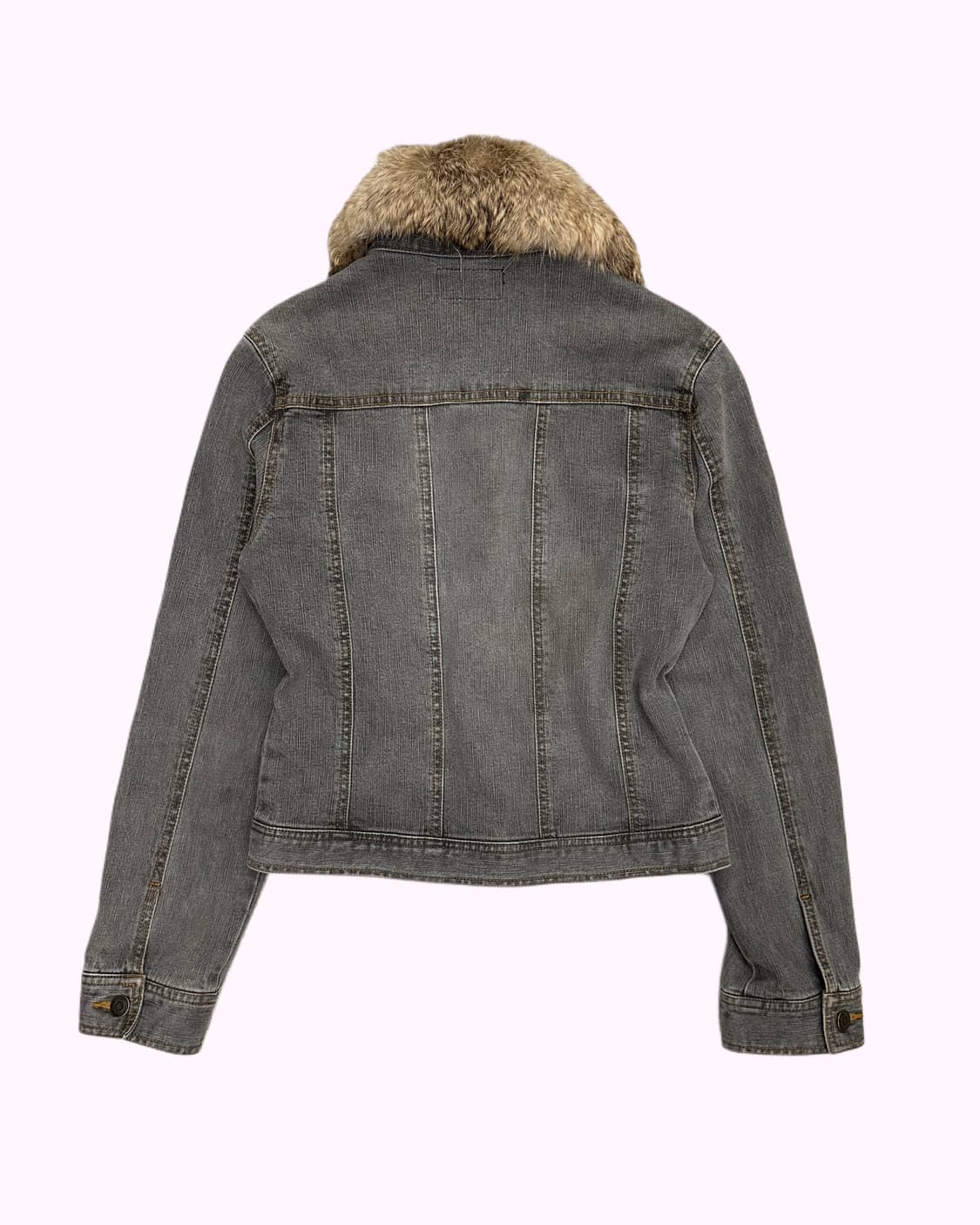 fur collar grey denim jacket 상품이미지4