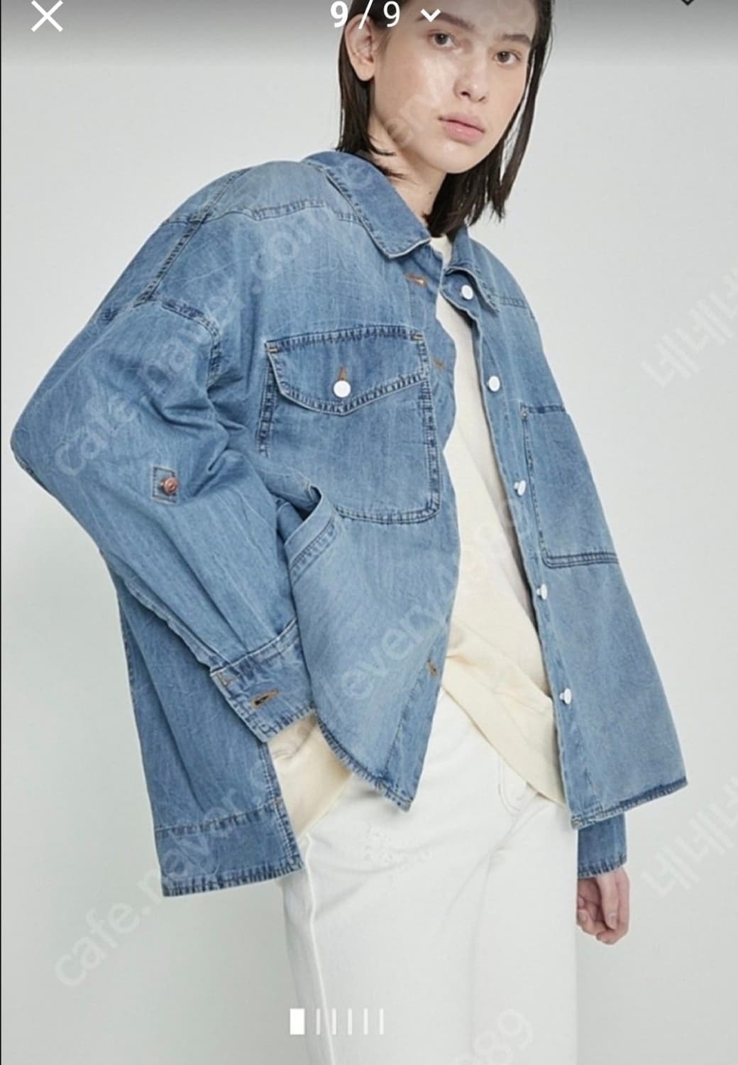 여성 XL) 한섬 시스템 신형 21ss 포켓 오버핏 데님 자켓 청자켓 상품이미지1