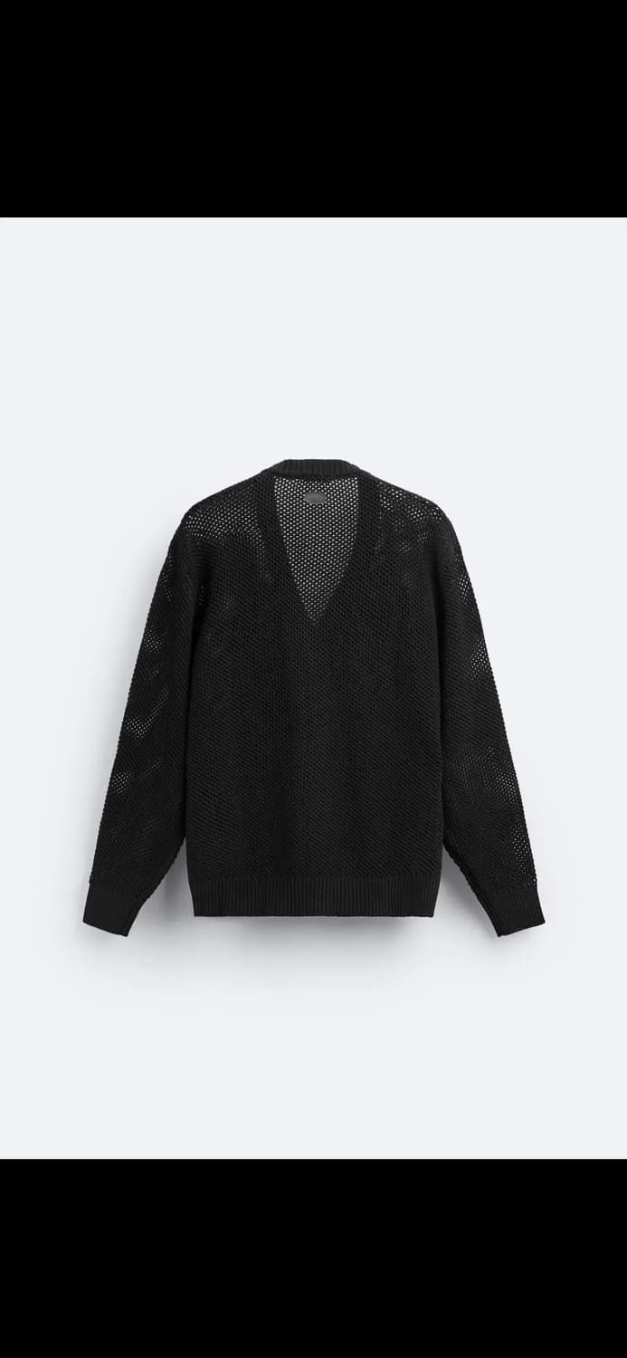 자라 텍스쳐드 크로켓 메쉬 가디건 Black L 상품이미지4