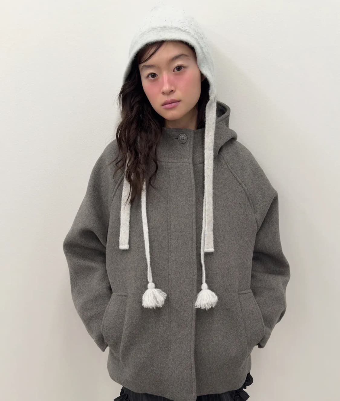 (모카 손민수템) Hooded Half Coat [Gray] 상품이미지3