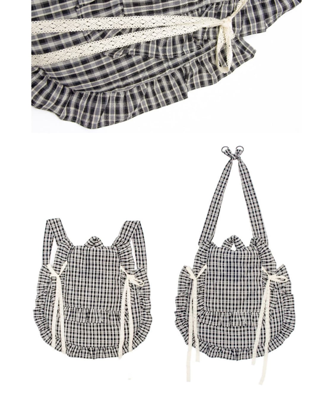 oinimi 가방 체크 러플 백팩 크로스백 2way 상품이미지8