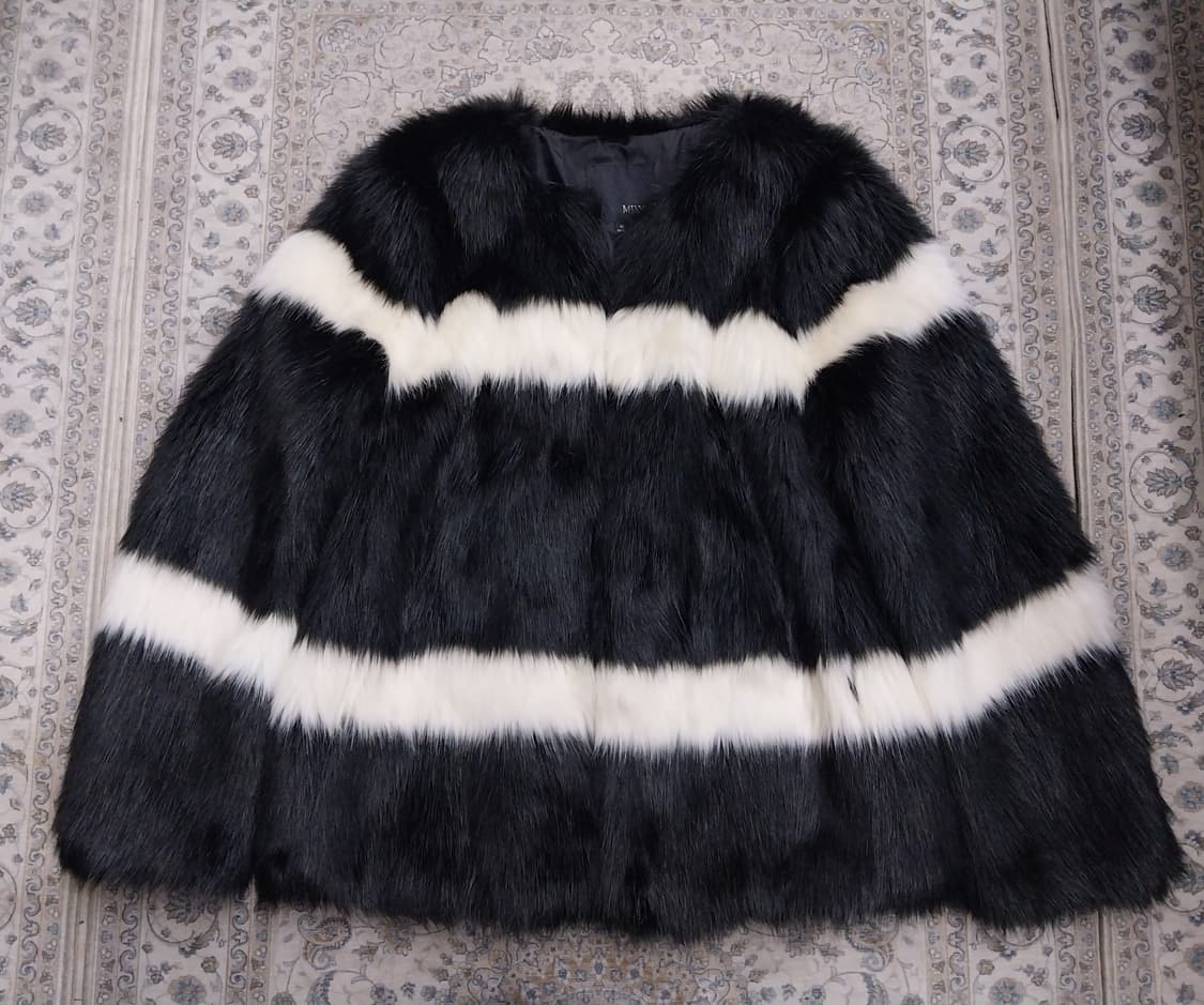 Mixxo 스트라이프 페이크 퍼 코트 M 상품이미지1