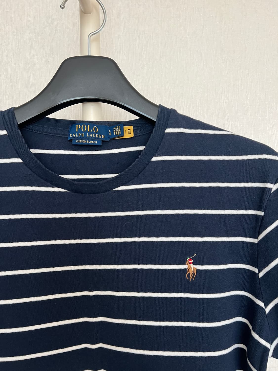 폴로 랄프로렌 커스텀 슬림핏 스트라이프 티셔츠 네이비 상품이미지4