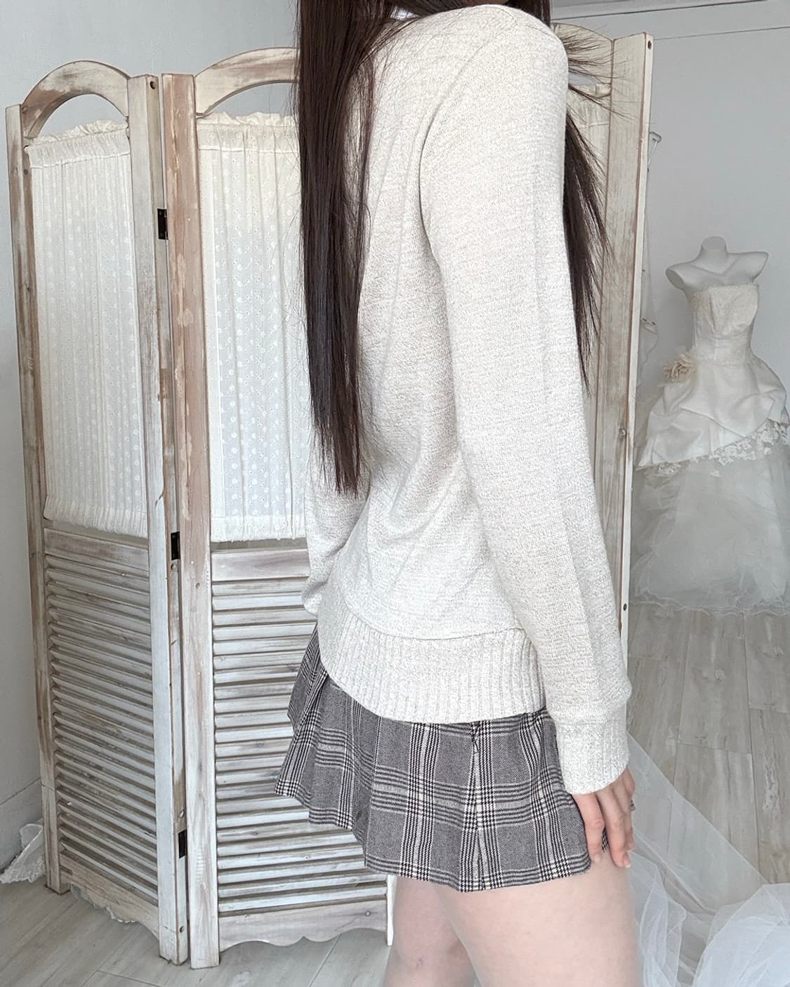 Geekchic Beige shirt layered knit 상품이미지5