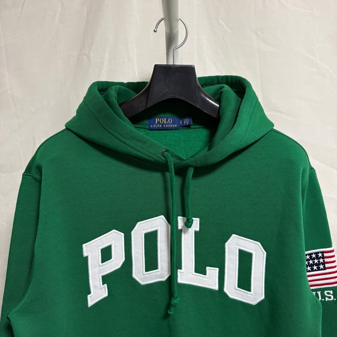 폴로 랄프로렌 아플리케 자수 성조기 로고 후드티 / 그린, S 상품이미지2