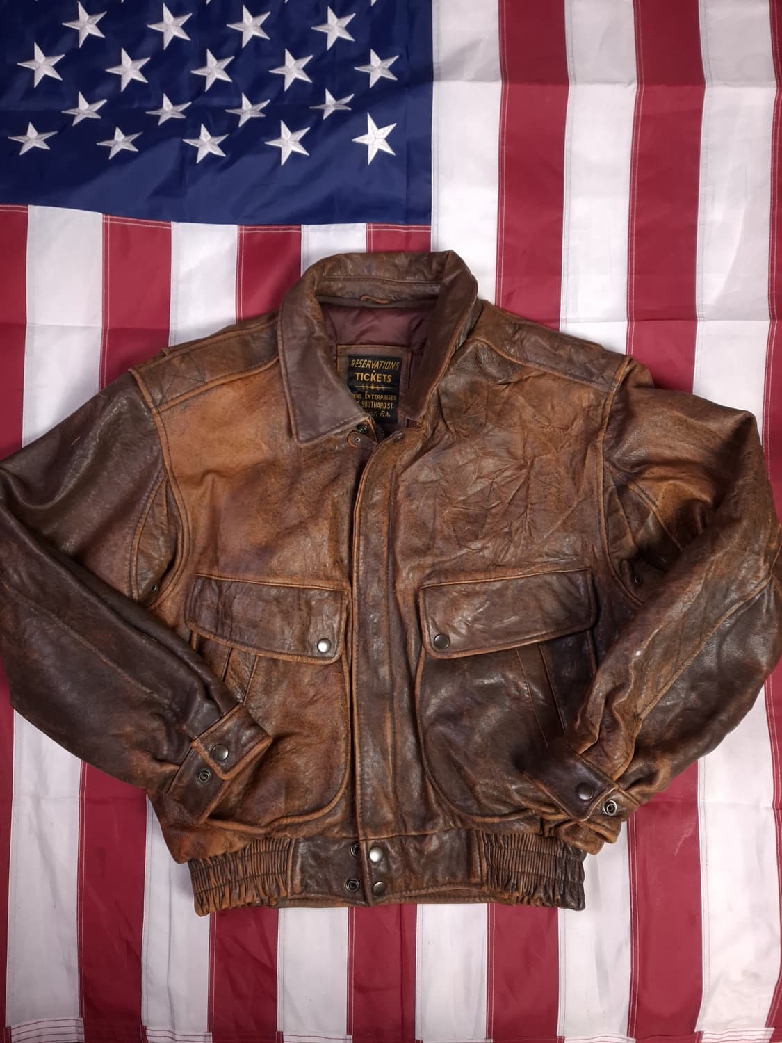 90's 국내산 일본 수출용 리얼레더 항공자켓 상품이미지1