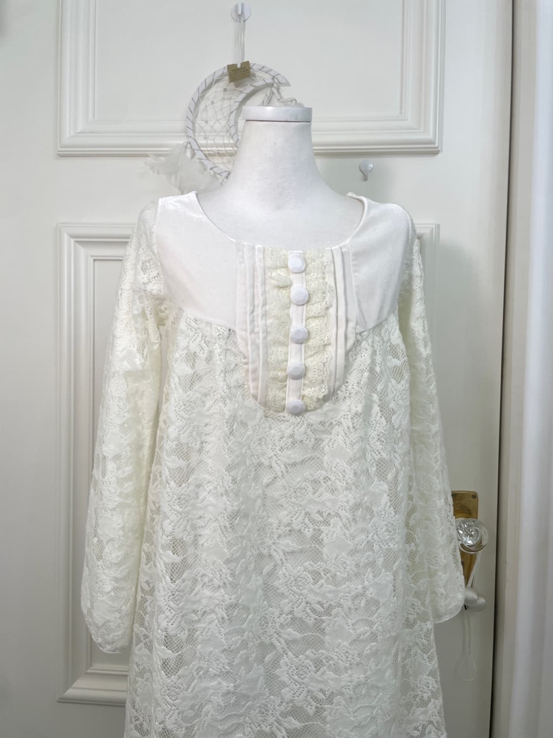 creamwhite lace velvet mini opc 상품이미지5