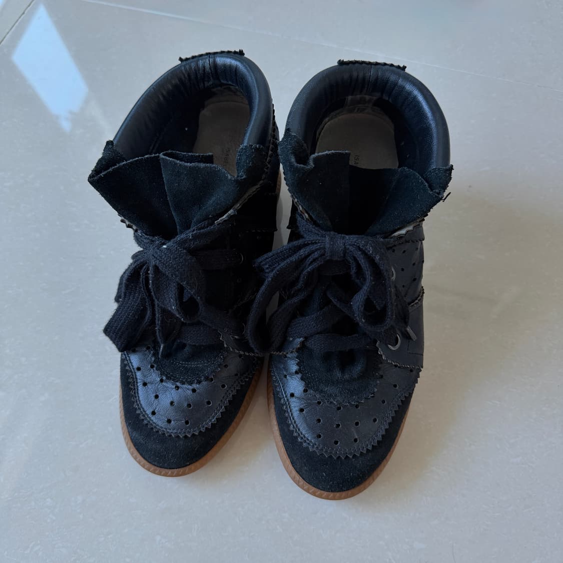 Isabel Marant 이자벨 마랑 바비 레더 스웨이드 믹스 블랙 38 상품이미지1