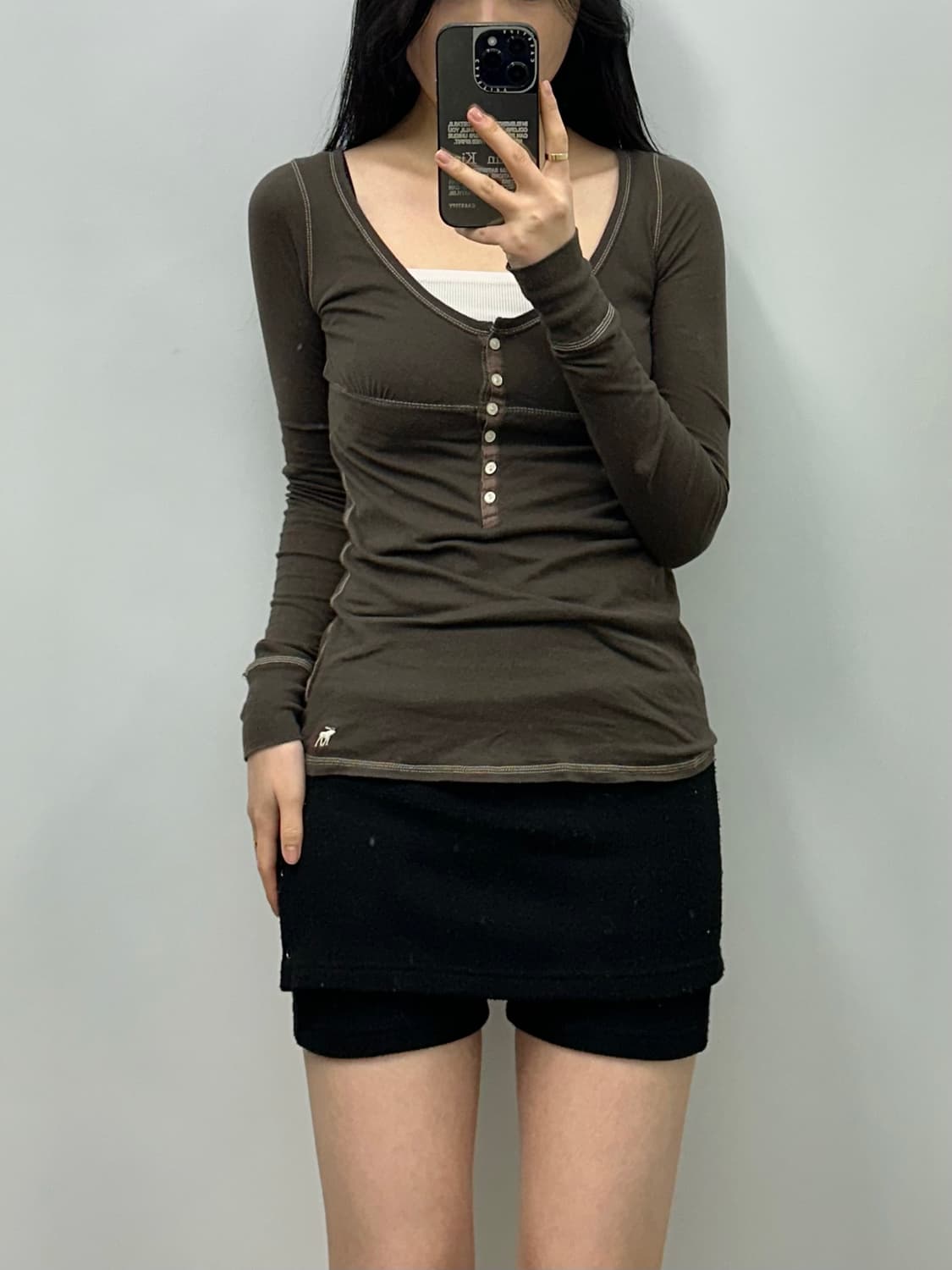 아베크롬비 산양로고 브라운 유넥 롱슬리브 긴팔티 상품이미지1