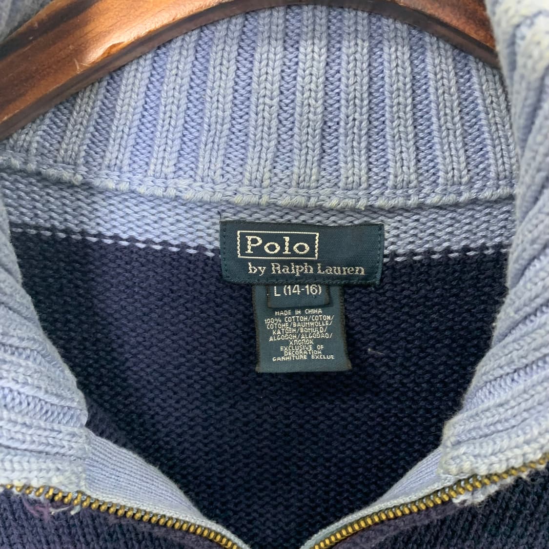 폴로 랄프로렌 빅포니 단가라 반집업 니트 상품이미지5