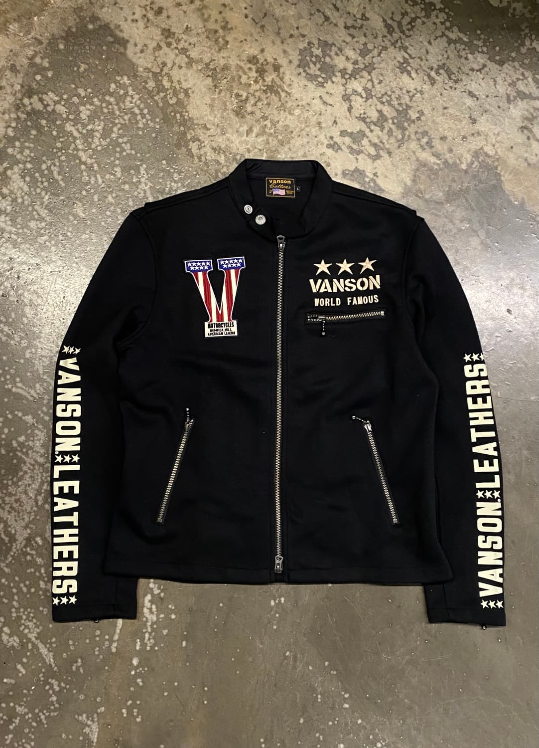 밴슨 패치 코튼 라이더자켓 L 상품이미지5