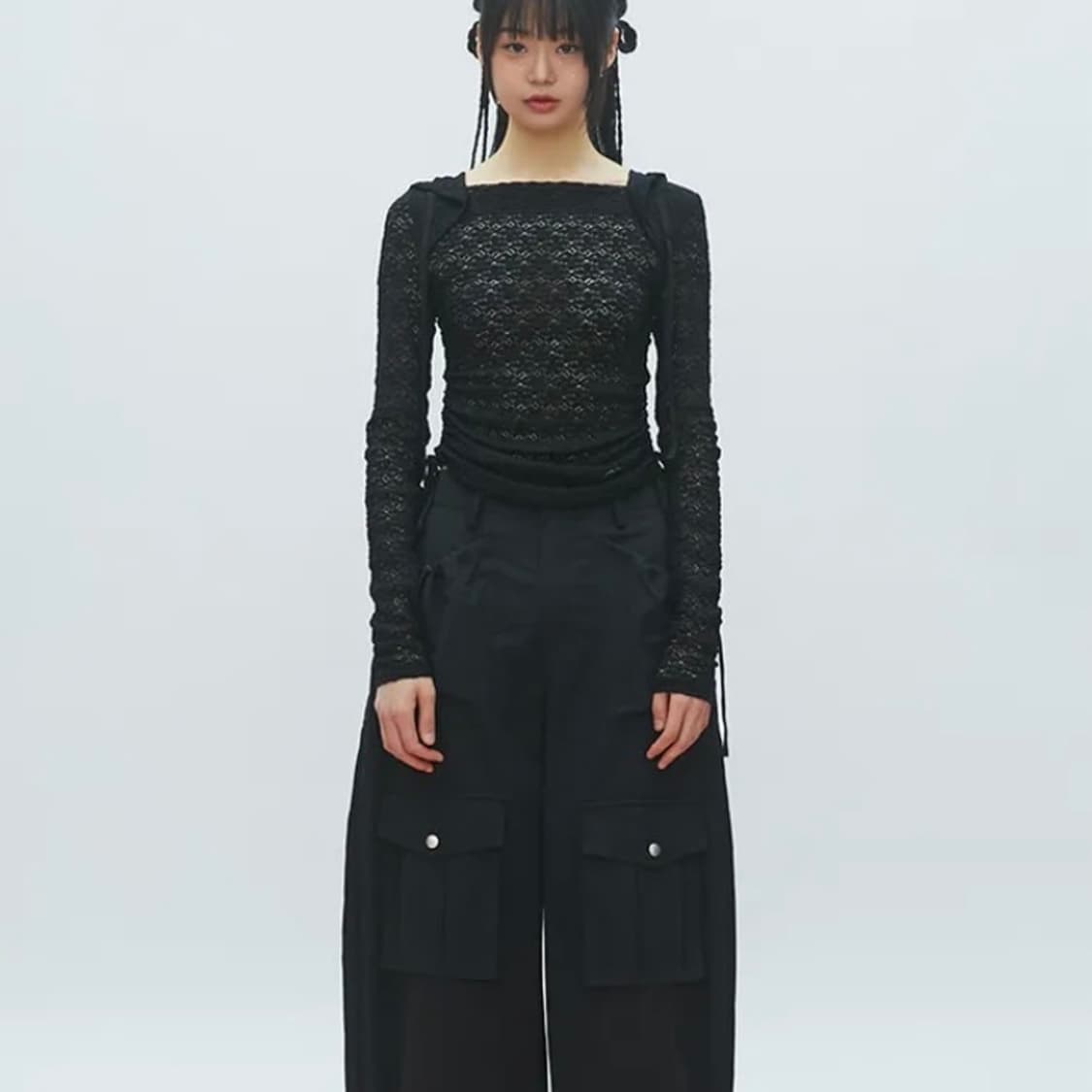 라라폭스 레이스 긴팔후드티 블랙 상품이미지6