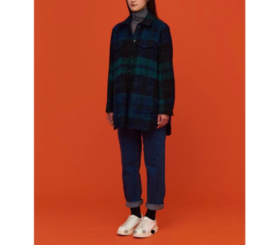 빈폴 그린 알파카 블렌드 헤어리 체크 트러커 상품이미지3