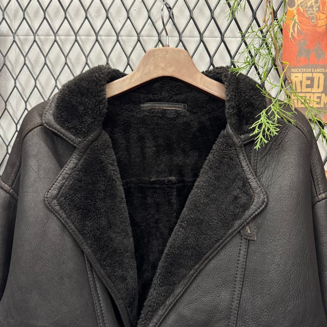 90s USA VINTAGE 무스탕 반코트 전면 버튼 포인트 블랙 상품이미지3