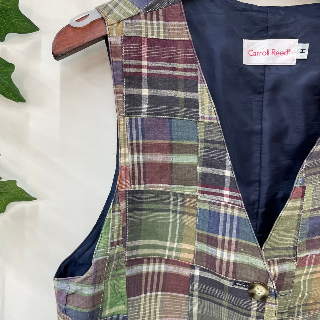 프레피 너드 빈티지 체크 패치워크 베스트 상품이미지3