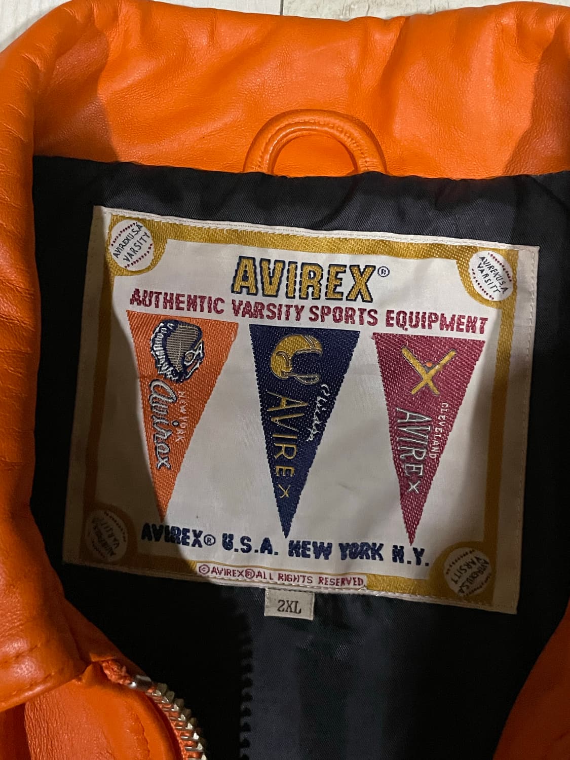 [XXL] 아비렉스 AVIREX 아이콘 레더 자켓 가죽 자켓 오렌지 상품이미지4