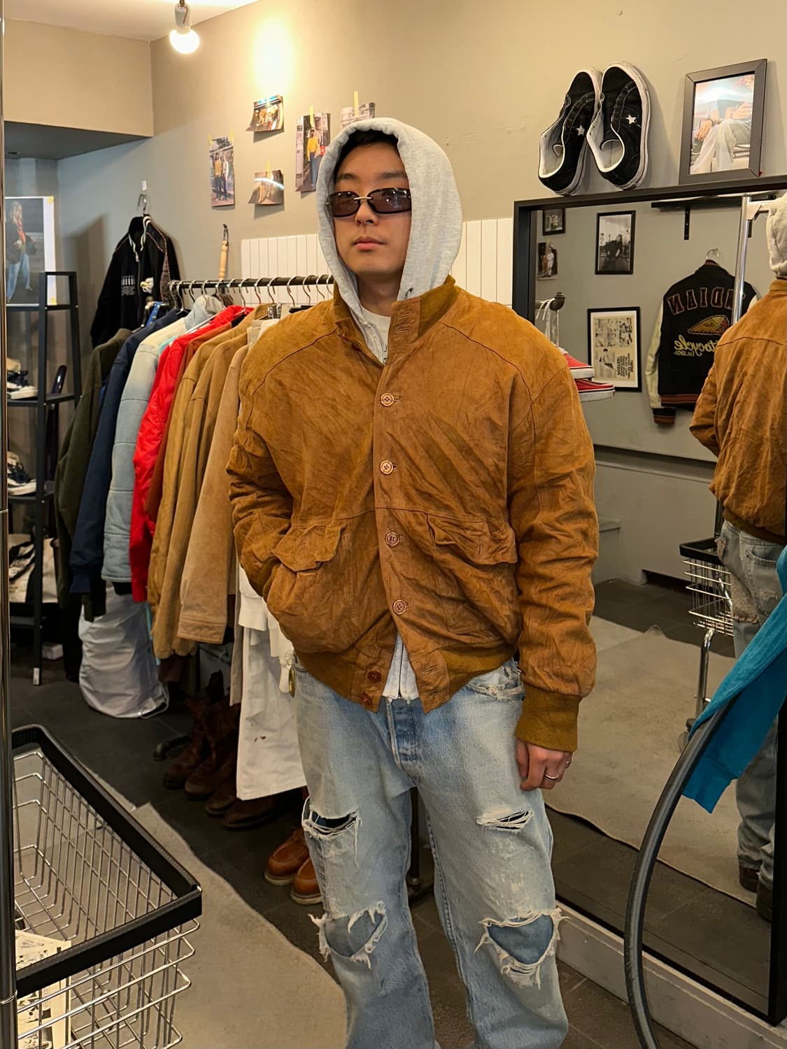 Old Euro genuine leather suede jacket 상품이미지3