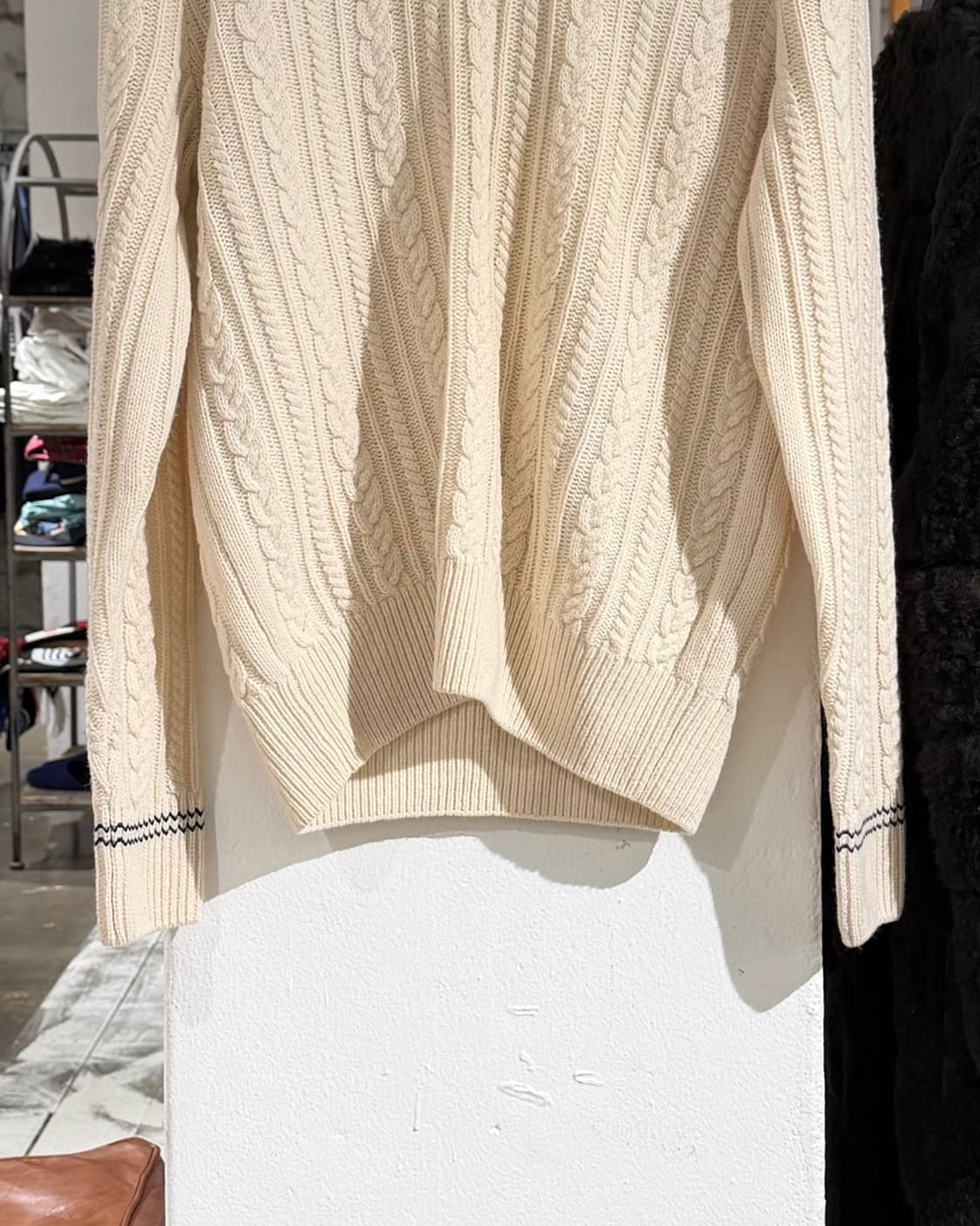 라코스테 아이보리 클래식 케이블 니트 상품이미지5