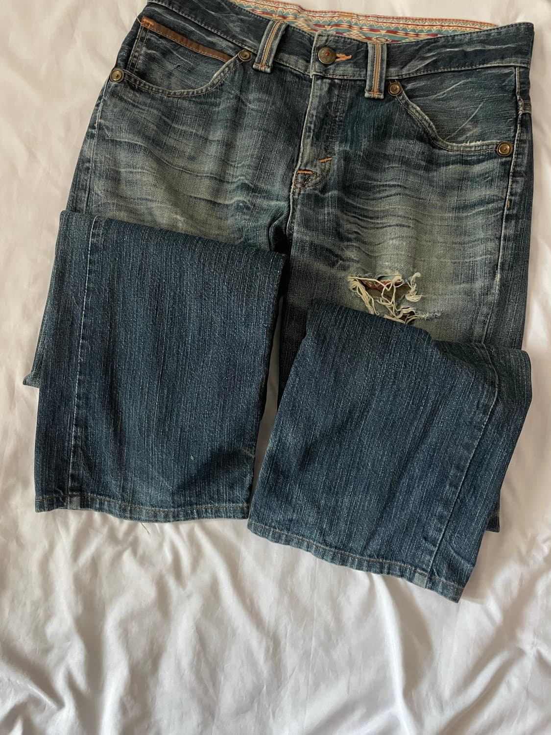 빈티지 y2k 에드윈 데미지 데님 팬츠 보헤미안 상품이미지6