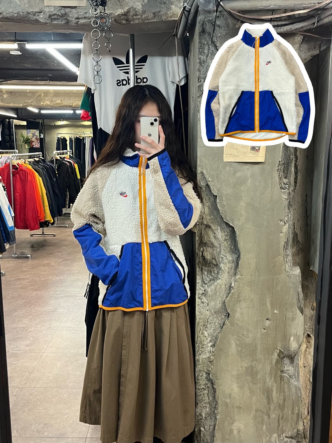 나이키 배색 플리스 자켓 아이보리 M #csz2058 상품이미지1