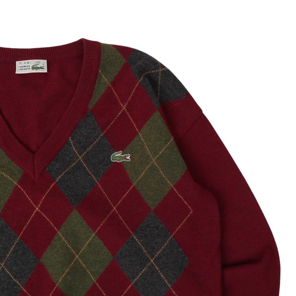 라코스테 레드 아가일 브이넥 니트 상품이미지3