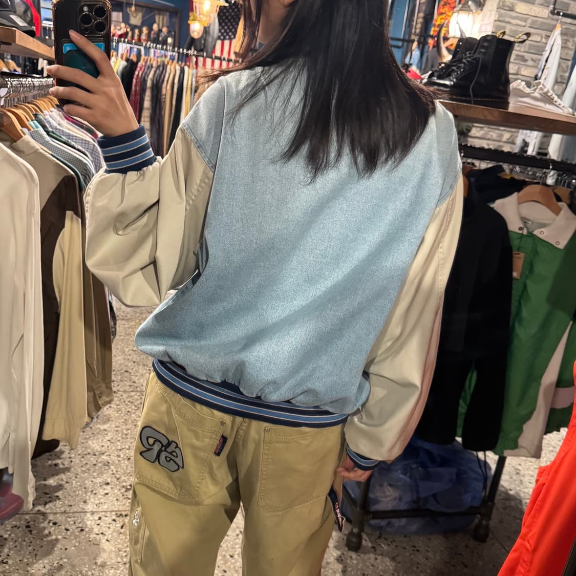 90s vintage 빈티지 연청 데님 바시티 자켓 상품이미지8
