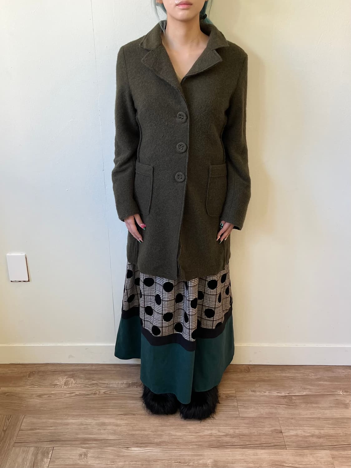 ELEONORA 올리브 카키 울 코트 상품이미지7