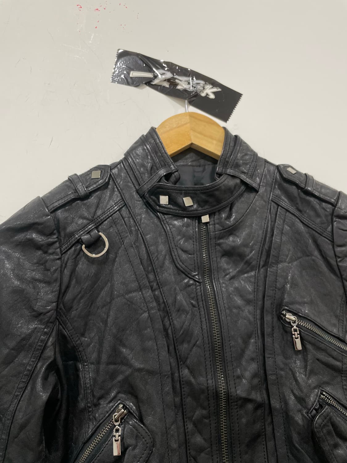 Y2K 멀티포켓 벨트 크롭 레더자켓 상품이미지5