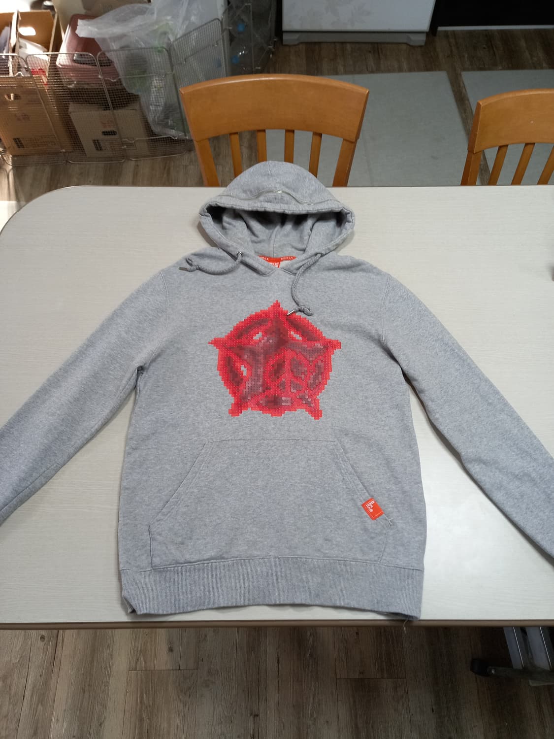 L100 Three Q.R 후드티 그레이 L-687 상품이미지1