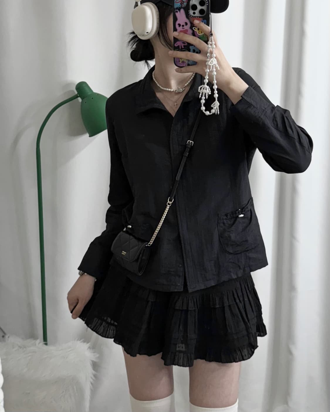 블랙 카라 버튼 자켓 상품이미지1