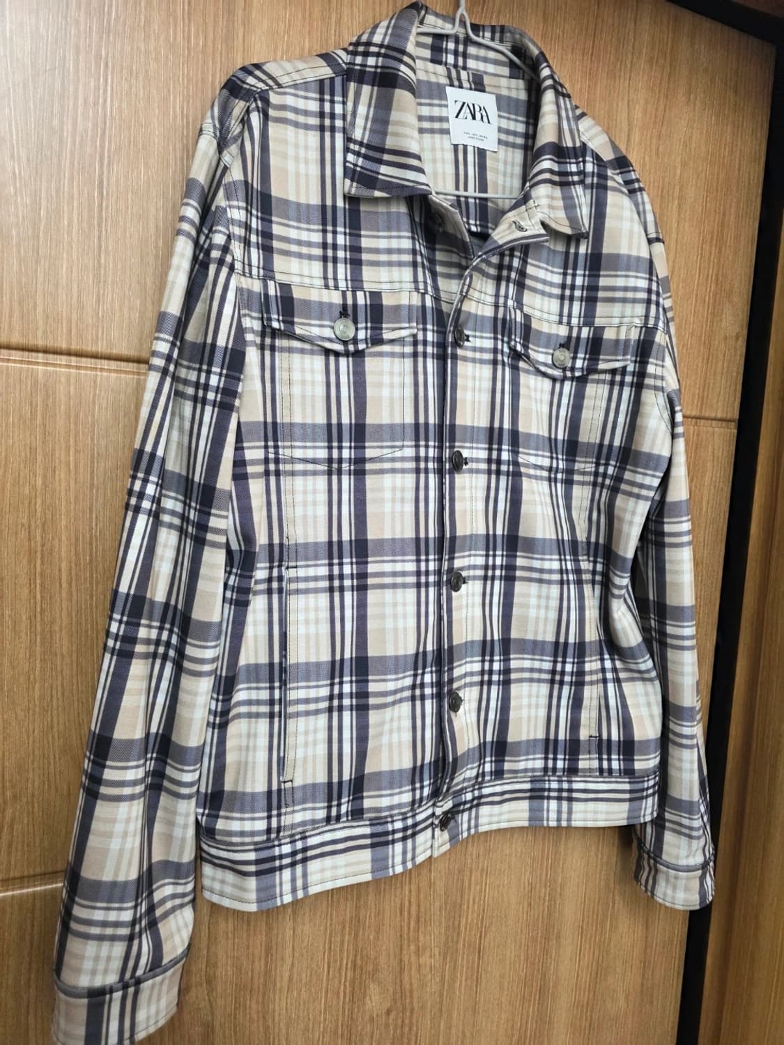 자라 체크 트러커 자켓 L 상품이미지4