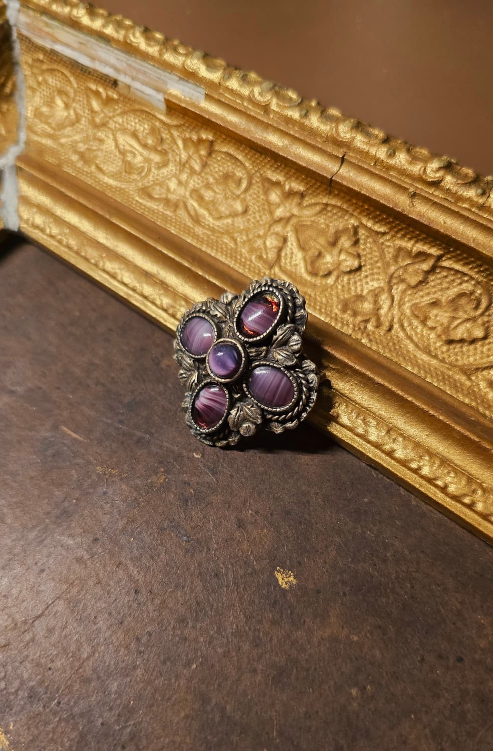 MIRACLE 영국 빈티지 퍼플 클로버 브로치 상품이미지2