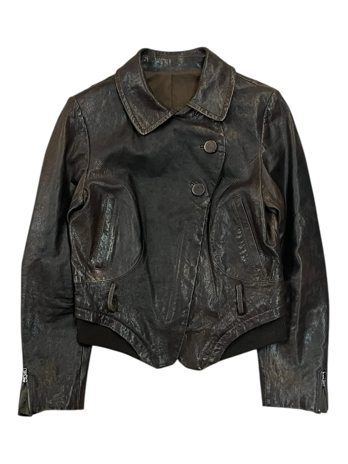 빈티지 양가죽 레더 자켓 브라운 S #csz2085 상품이미지3