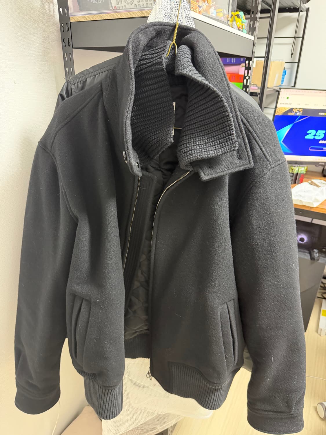 넌블랭크 니트 칼라 울블렌드 숏자켓 블랙 L 상품이미지4