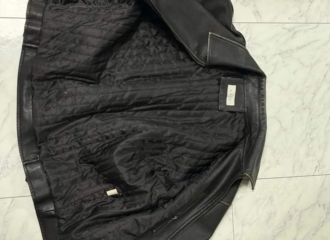 애옹쓰 블랙 레더 블루종 자켓 (안감누빔) 상품이미지4