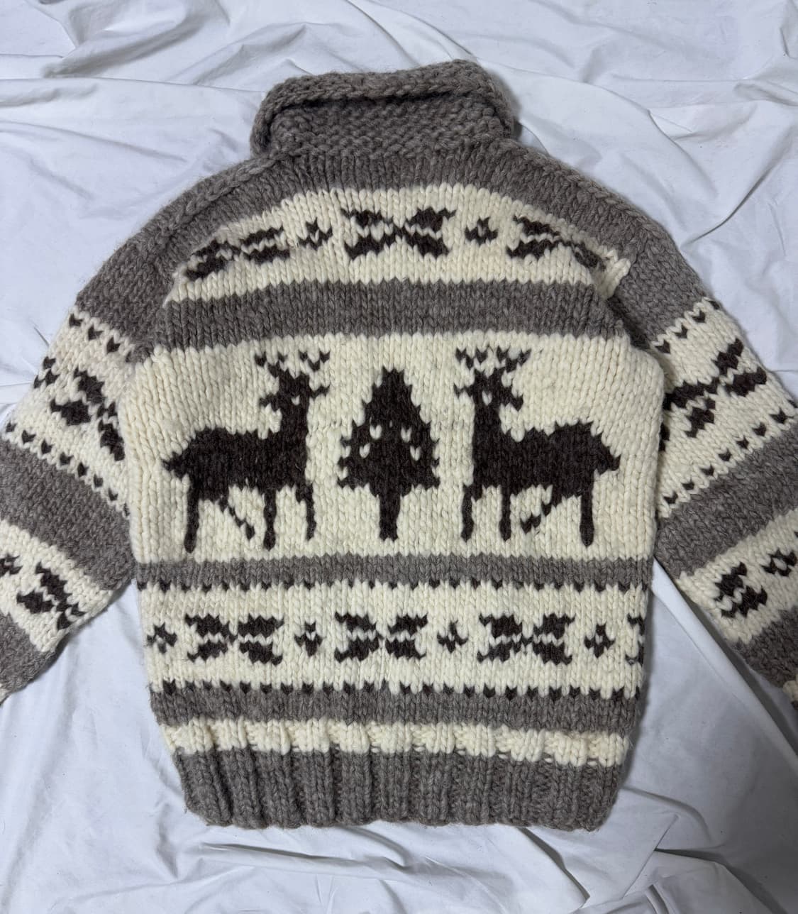 Flyer hooks 캐나다 코위찬 헤비울 니트 집업 사슴 상품이미지4