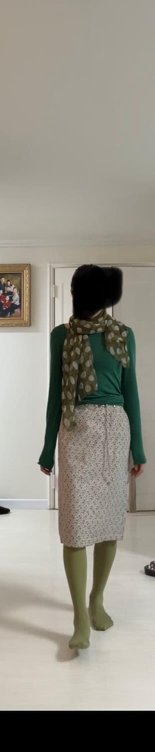 일본브랜드 꽃무늬 연두색 가죽치마  27 상품이미지3