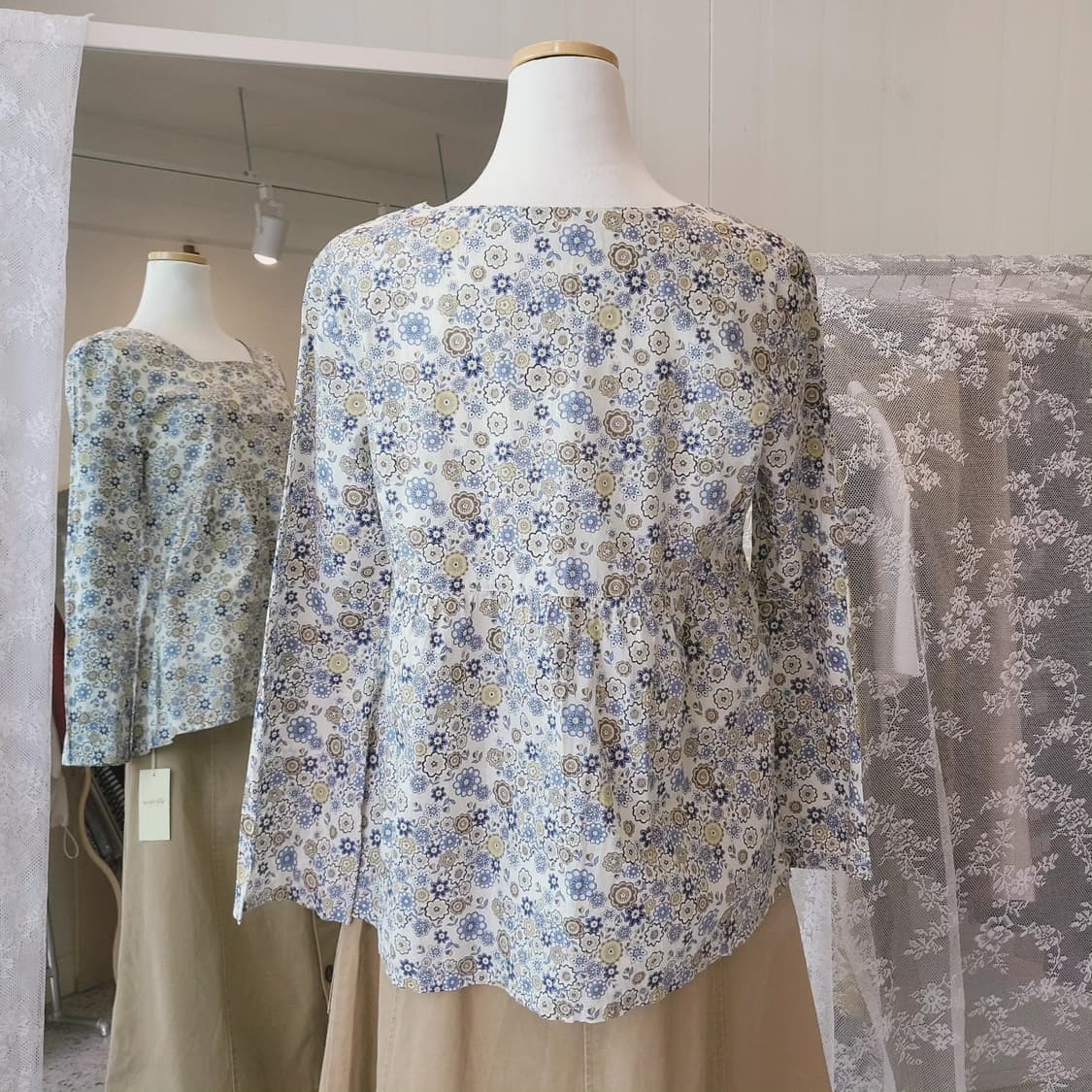 플라워패턴 면블라우스 상품이미지8