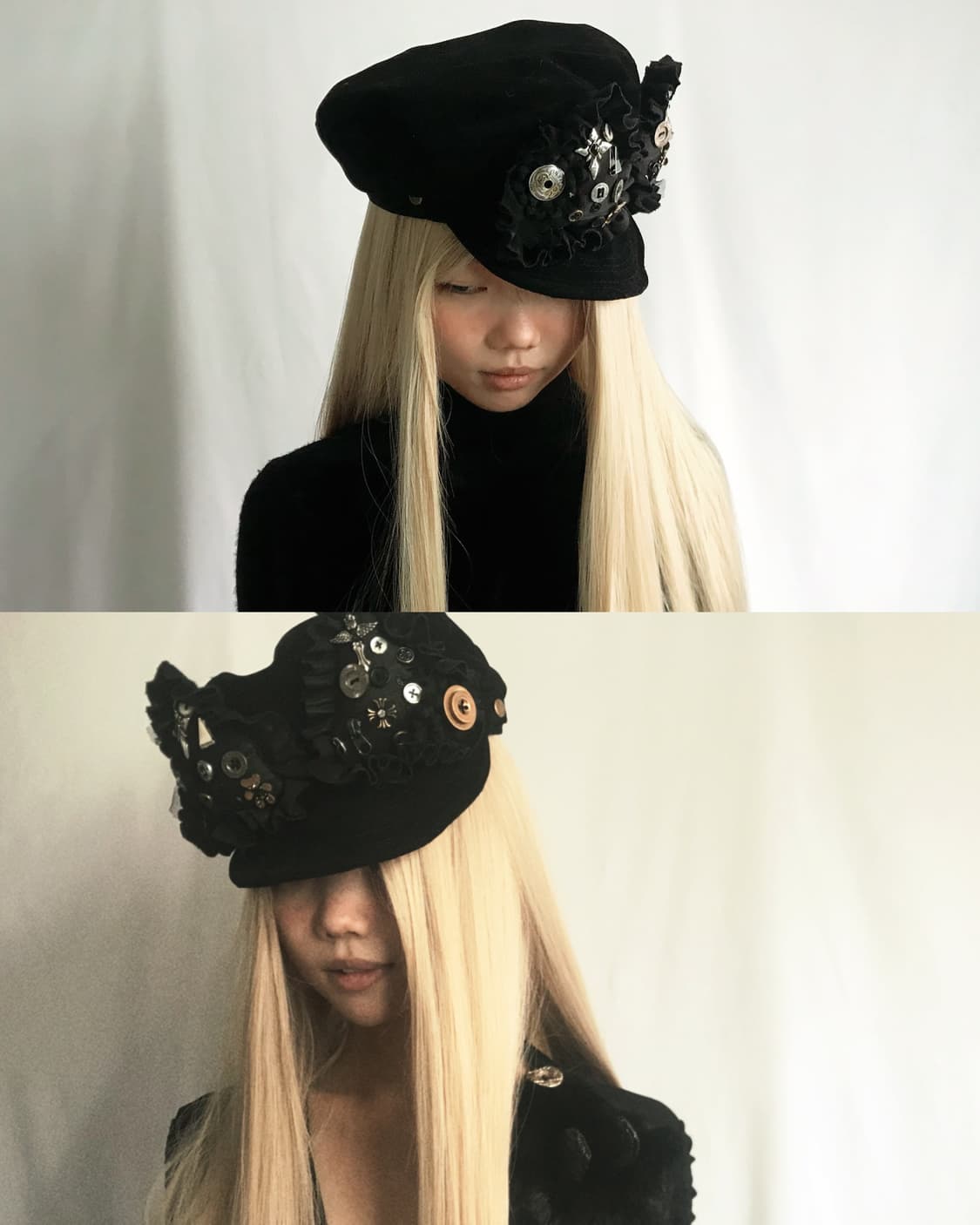 Custom)Cat-Ear antique suede harness cap 상품이미지2