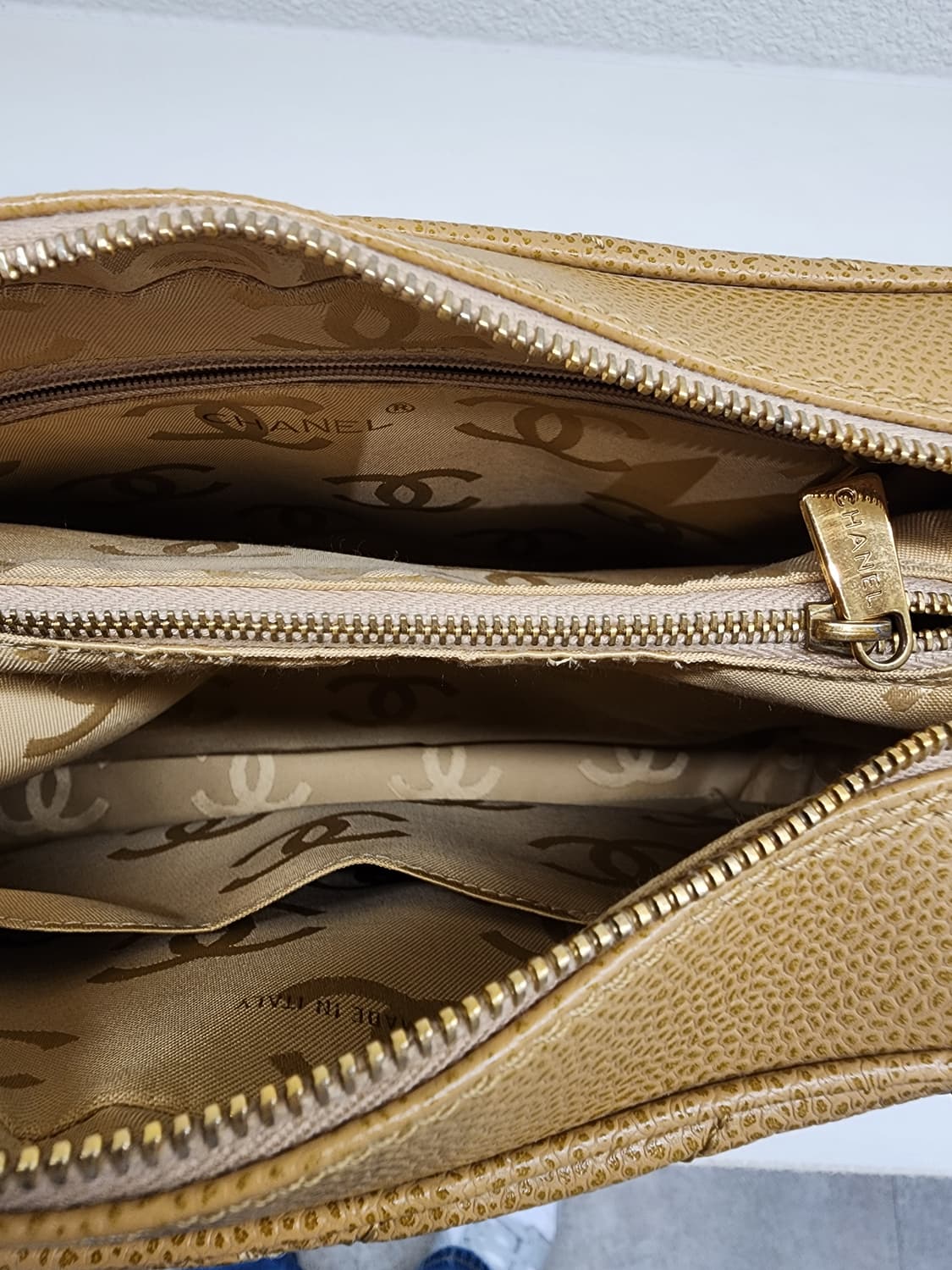 샤넬 빈티지 쉐브론 캐비어 체인 숄더백 베이지 #6 상품이미지8