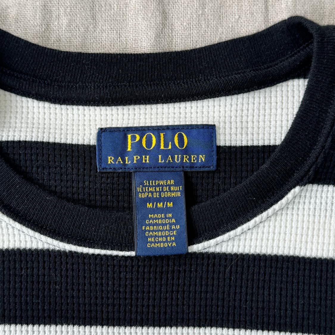 폴로랄프로렌 검흰 스트라이프 와플 슬리브 M 상품이미지6