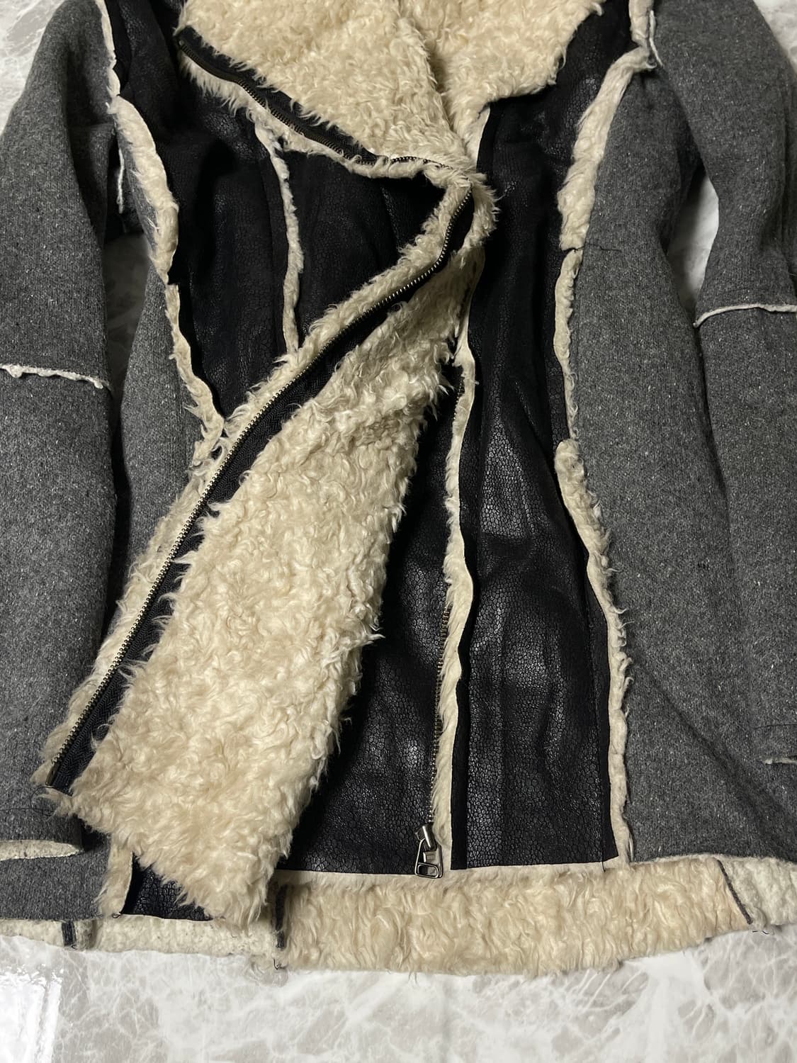 leather fur 2way jacket 상품이미지5