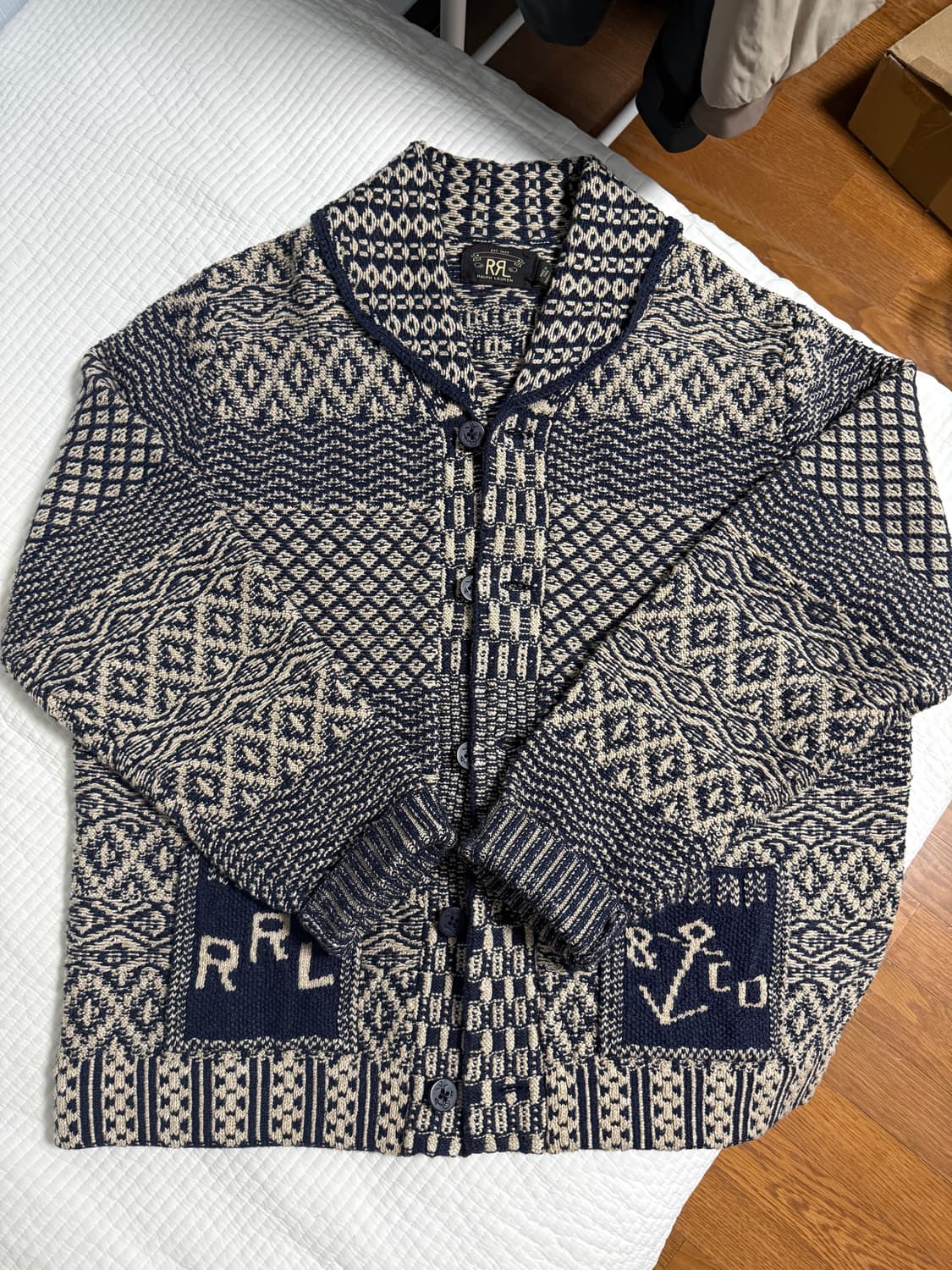 [XL] 더블알엘 RRL 린넨 코튼 울 숄카라 가디건 새상품 상품이미지1
