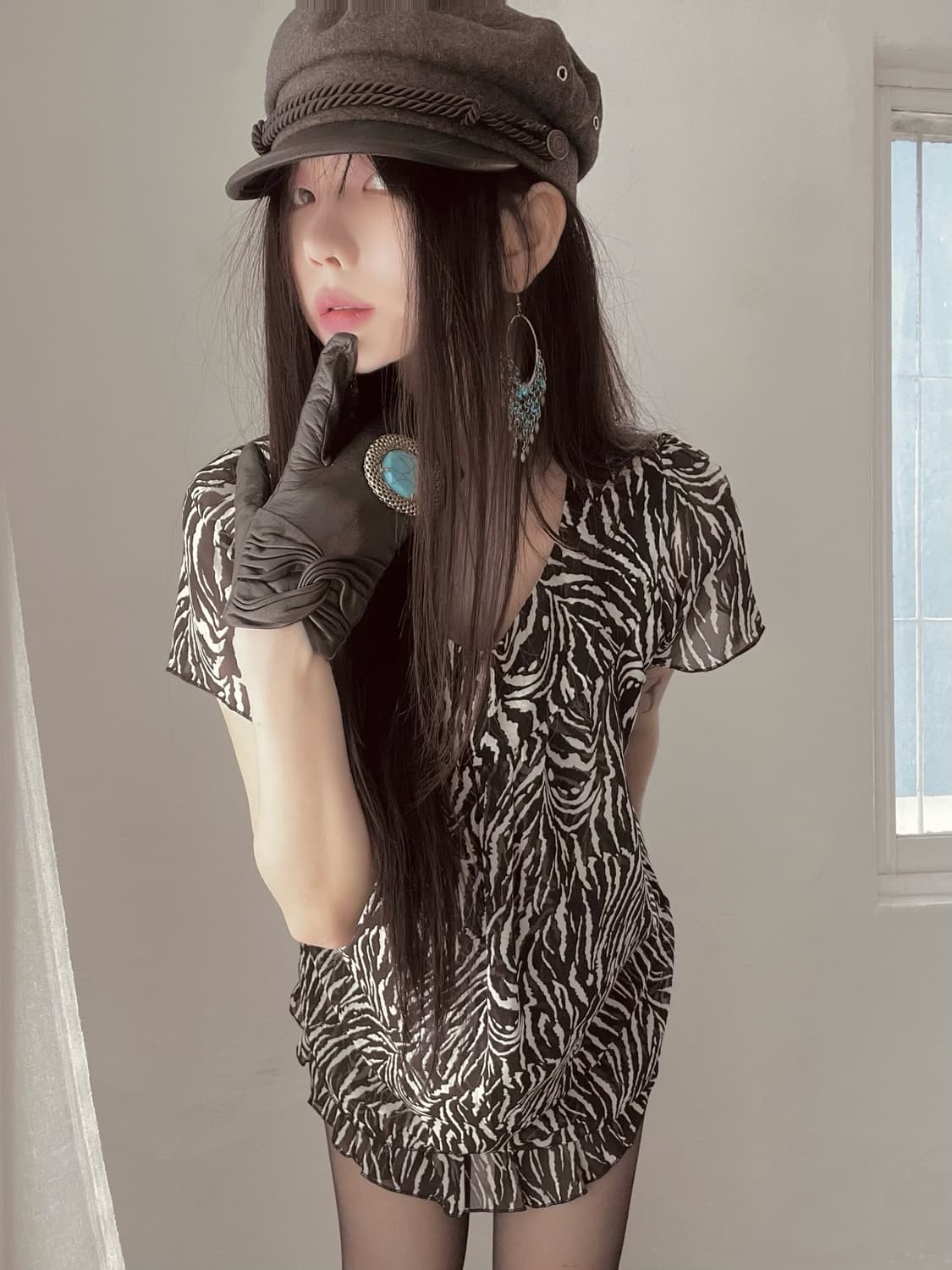 애니멀 프린팅 블라우스 상품이미지1