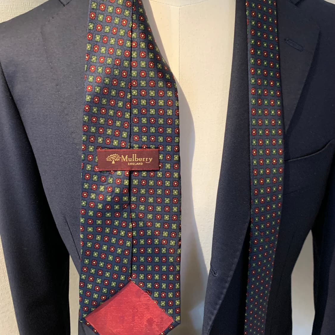 멀버리(Mulberry) 프랑스 100실크 기하학적패턴 명품넥타이 A+ 상품이미지2